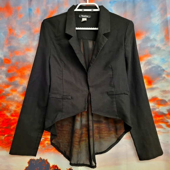 black longsleeve blazer sheer back Size L (Us 8) - Picture 2 of 3